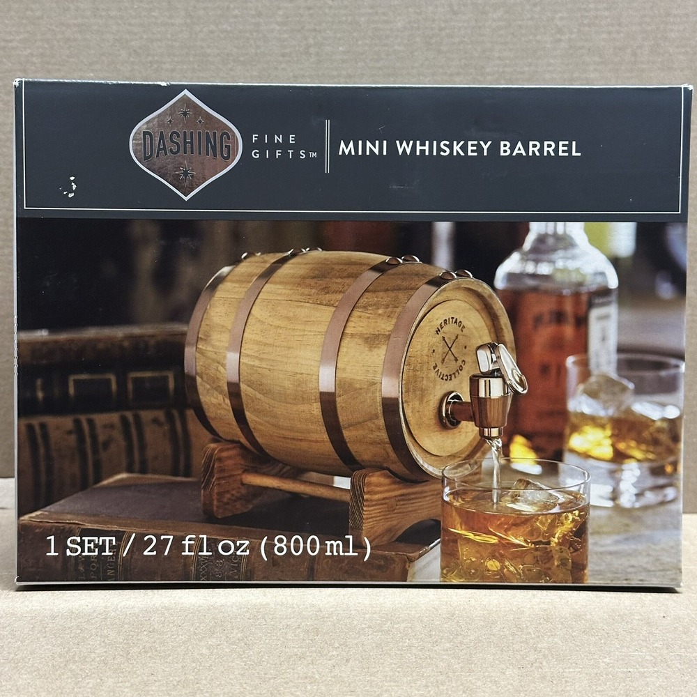 Dashing FINE GIFTS Mini Whiskey Barrel‎ Brand New In Box 1SET/27 Fl oz NEW !!!